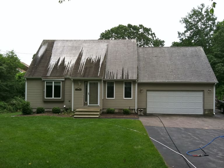 During Roof Cleaning Process